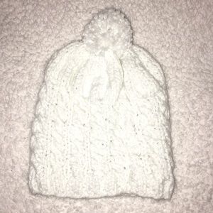 Kids Knitted White Beanie